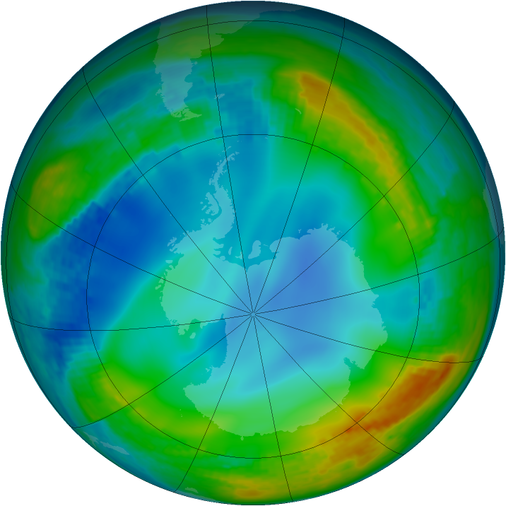 Antarctic ozone map for 18 June 2001
